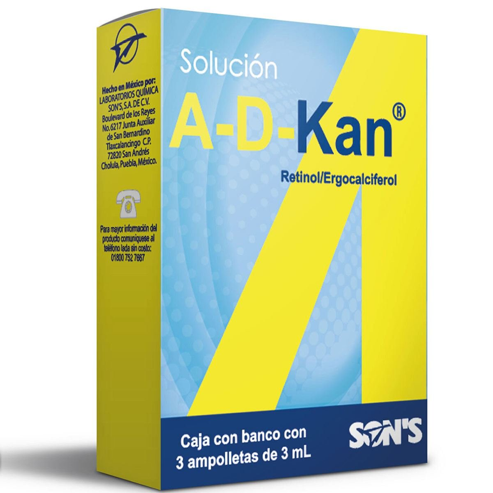 A-D-KAN RETINOL, ERGOCALCIFEROL AMPOLLETAS 3ML