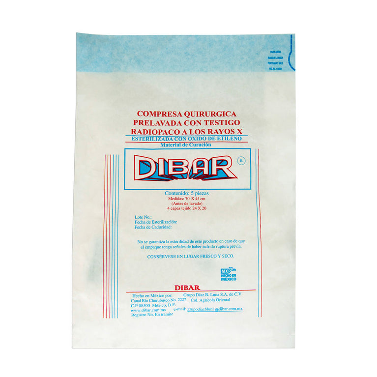 COMPRESA QUIRURGICA ESTERIL RX 70X45 C5 DIBAR