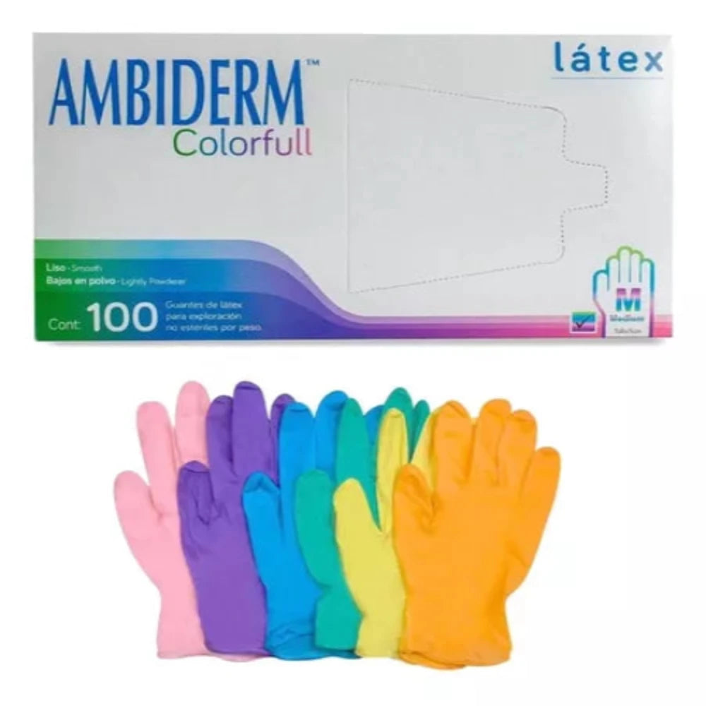 GUANTE NO ESTERIL MEDIANO COLOR FULL C/100 AMBIDERM