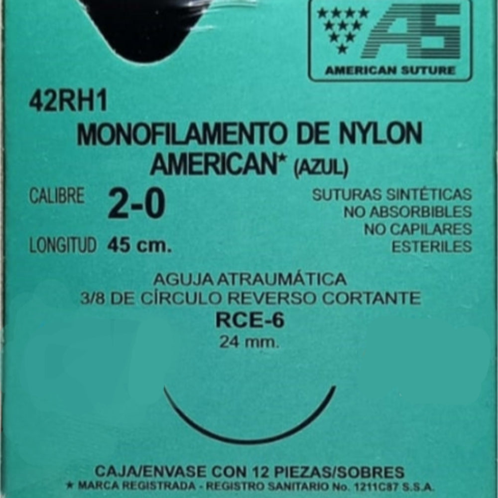 NYLON 2-0 45CM 24-26MM 3/8 CIRCULO AMERICAN SUTURE