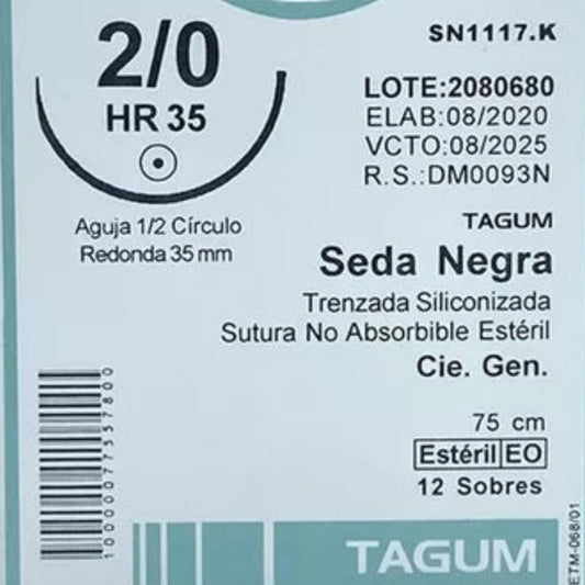 SEDA NEGRA 2-0 1/2 CIRCULO 35MM 75CM TAGUM PIEZA