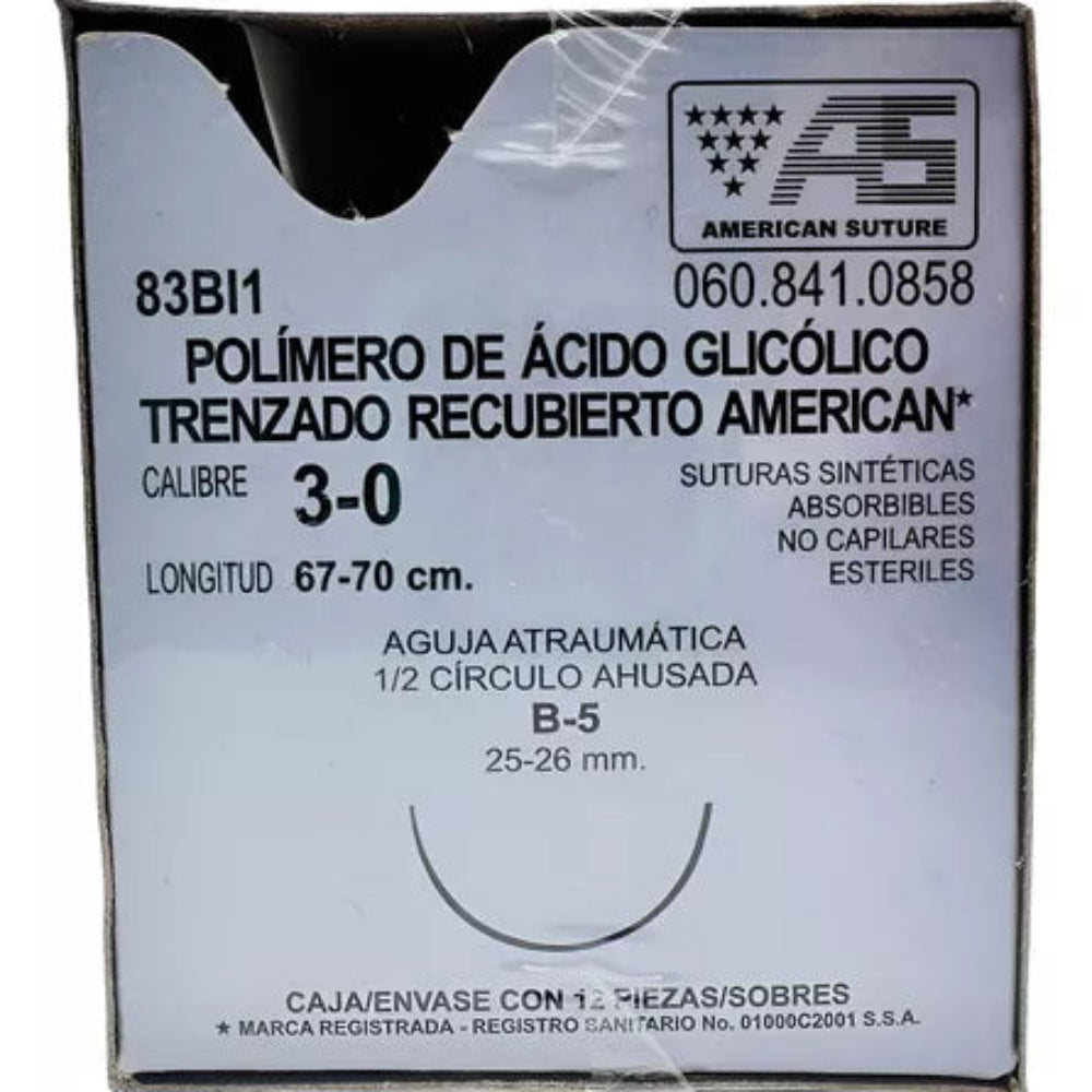 VICRIL 3-0 1/2 CIRCULO T-5 70CM AMERICAN SUTURE PIEZA