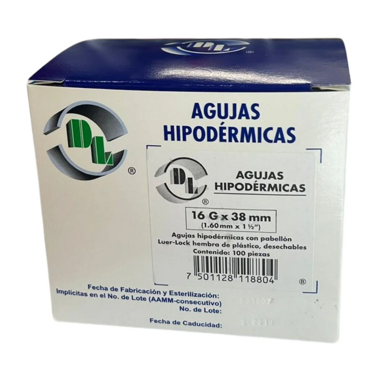 AGUJA HIPODERMICA 16X38 C/100 DL