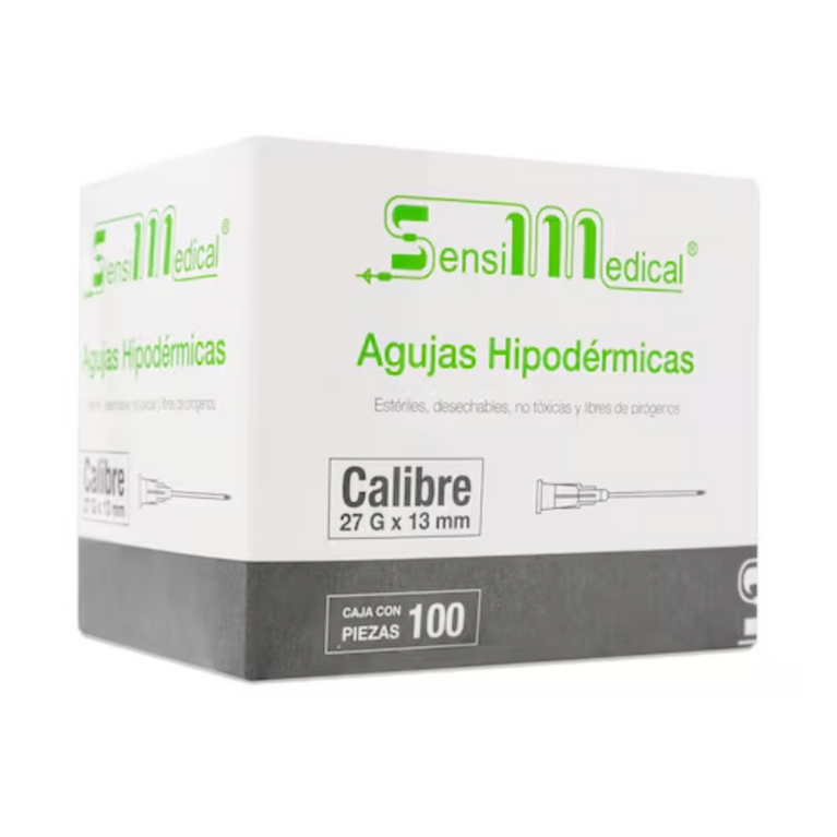 AGUJA HIPODERMICA 27X13 PZA SENSIMEDICAL