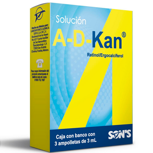 A-D-KAN RETINOL, ERGOCALCIFEROL AMPOLLETAS 3ML