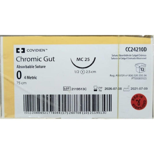 CATGUT CROMICO 0 T-10 75CM PIEZA COVIDIEN