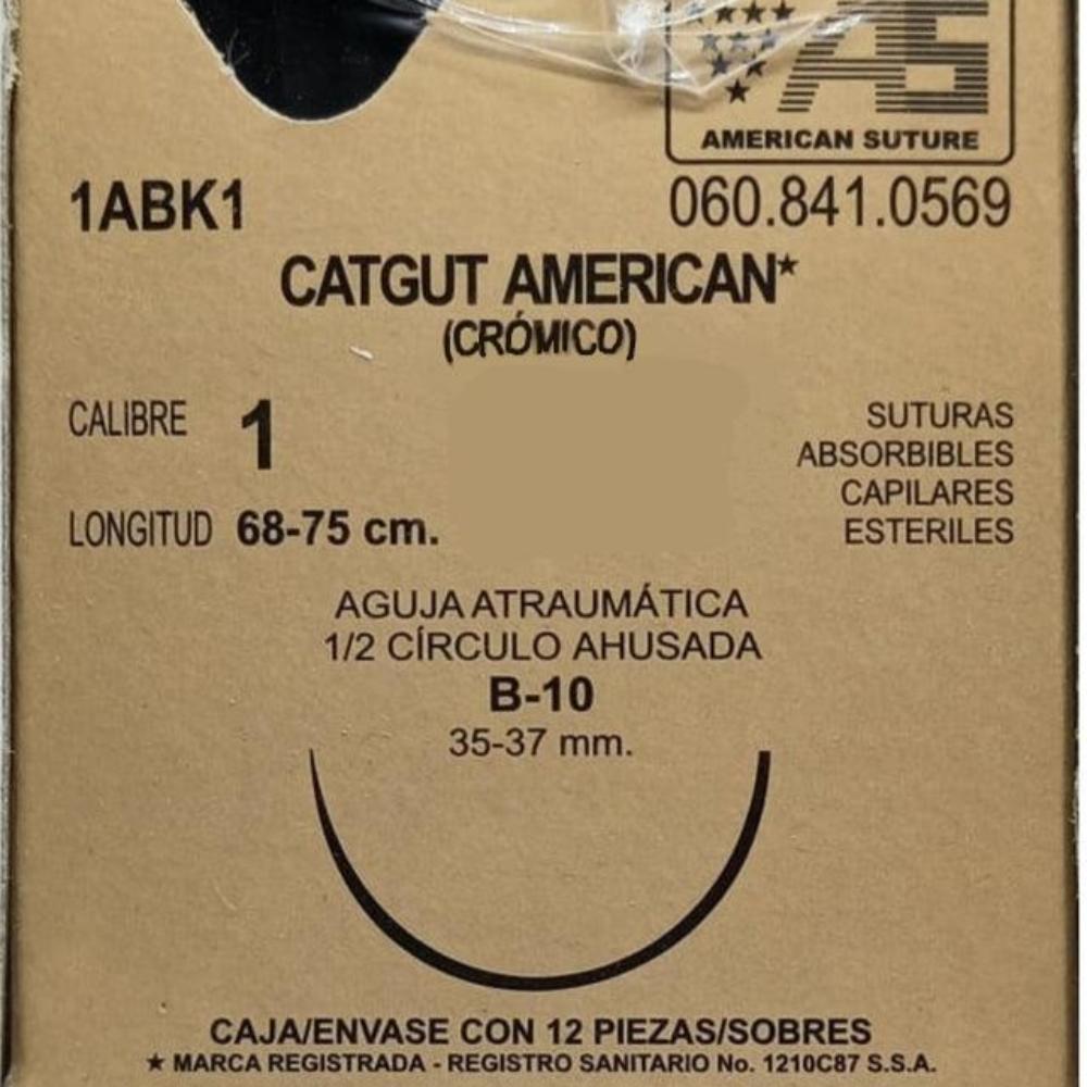 CATGUT CROMICO 1 T-10 35-37MM AMERICAN SUTURE