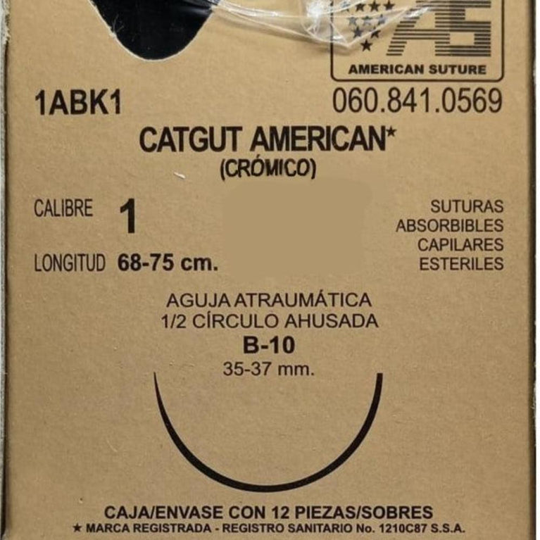 CATGUT CROMICO 1 T-10 35-37MM AMERICAN SUTURE