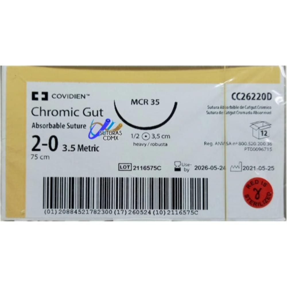 CATGUT CROMICO 2-0 T-10 1/2 CIRCULO 75CM COVIDIEN