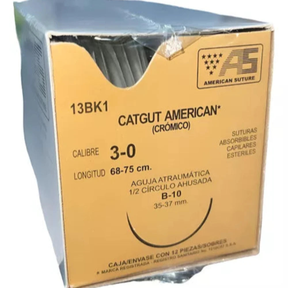 CATGUT CROMICO 3-0 T-10  AMERICAN SUTURE PIEZA