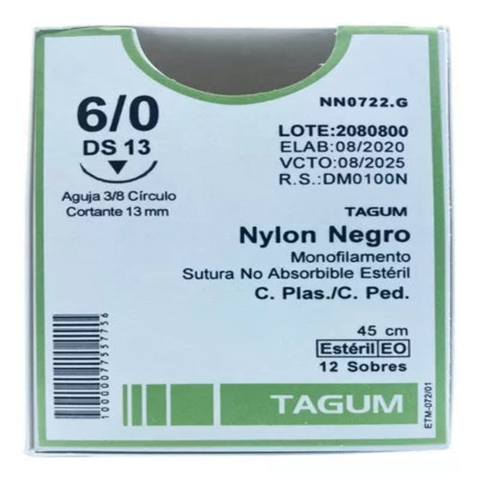 NYLON 6-0 3/8 CIRCULO 45CM TAGUM PIEZA