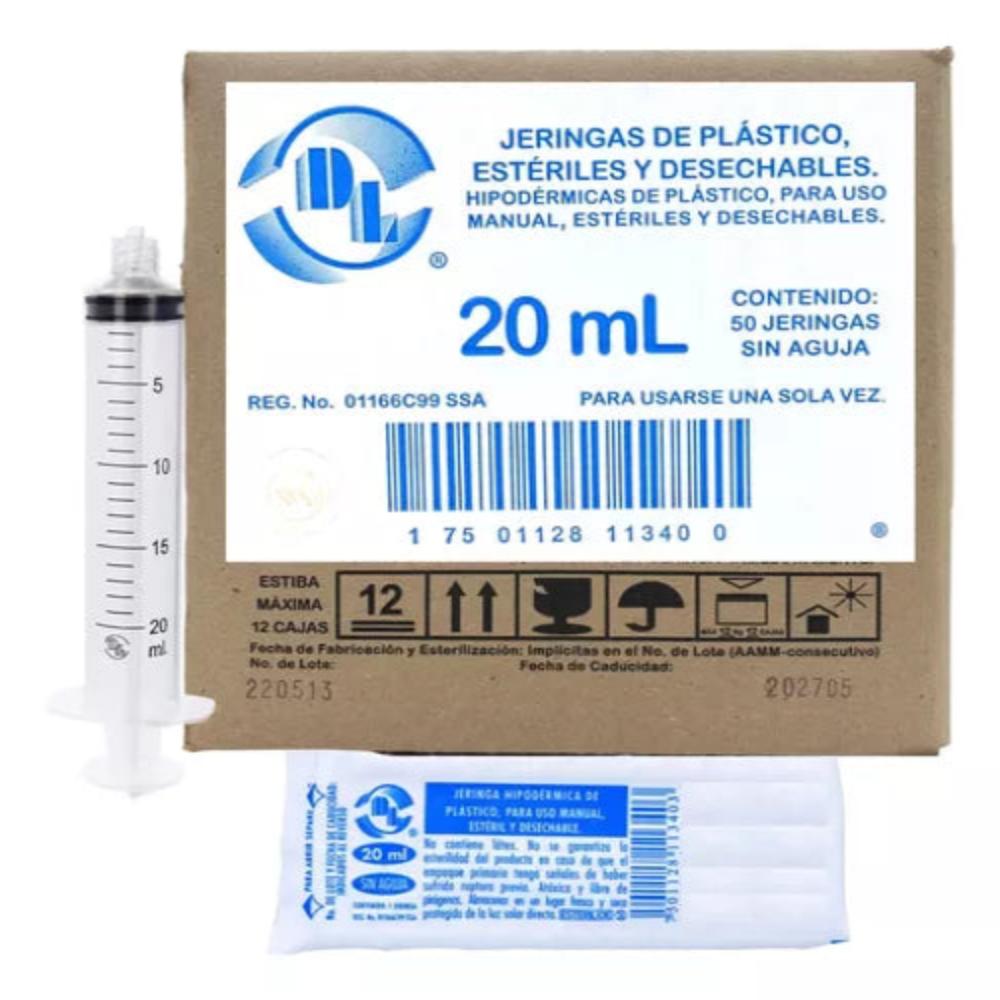 JERINGA 20ML SIN AGUJA C/50  DL