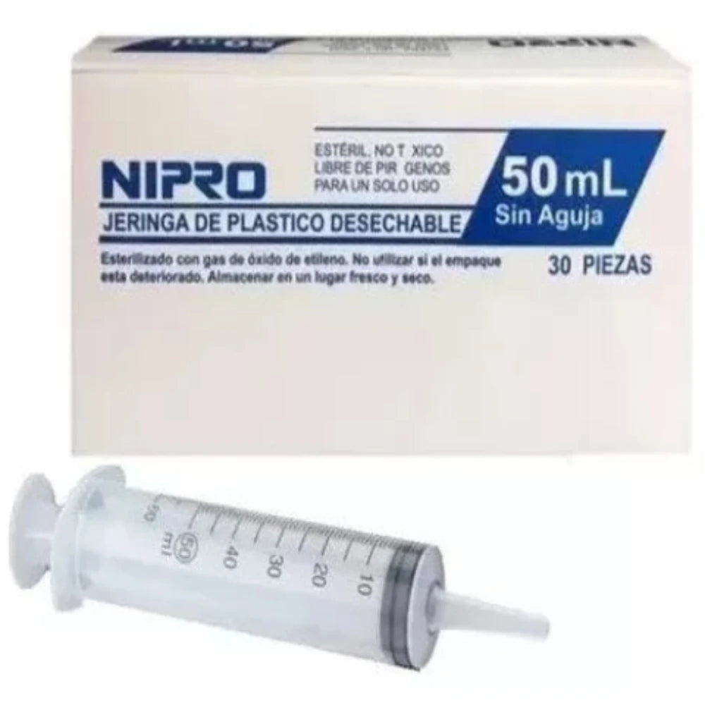 JERINGA 50ML SIN AGUJA C/30 NIPRO