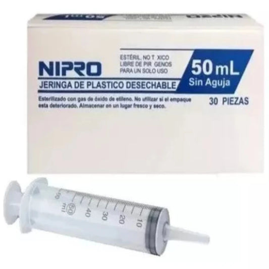 JERINGA 50ML SIN AGUJA C/30 NIPRO