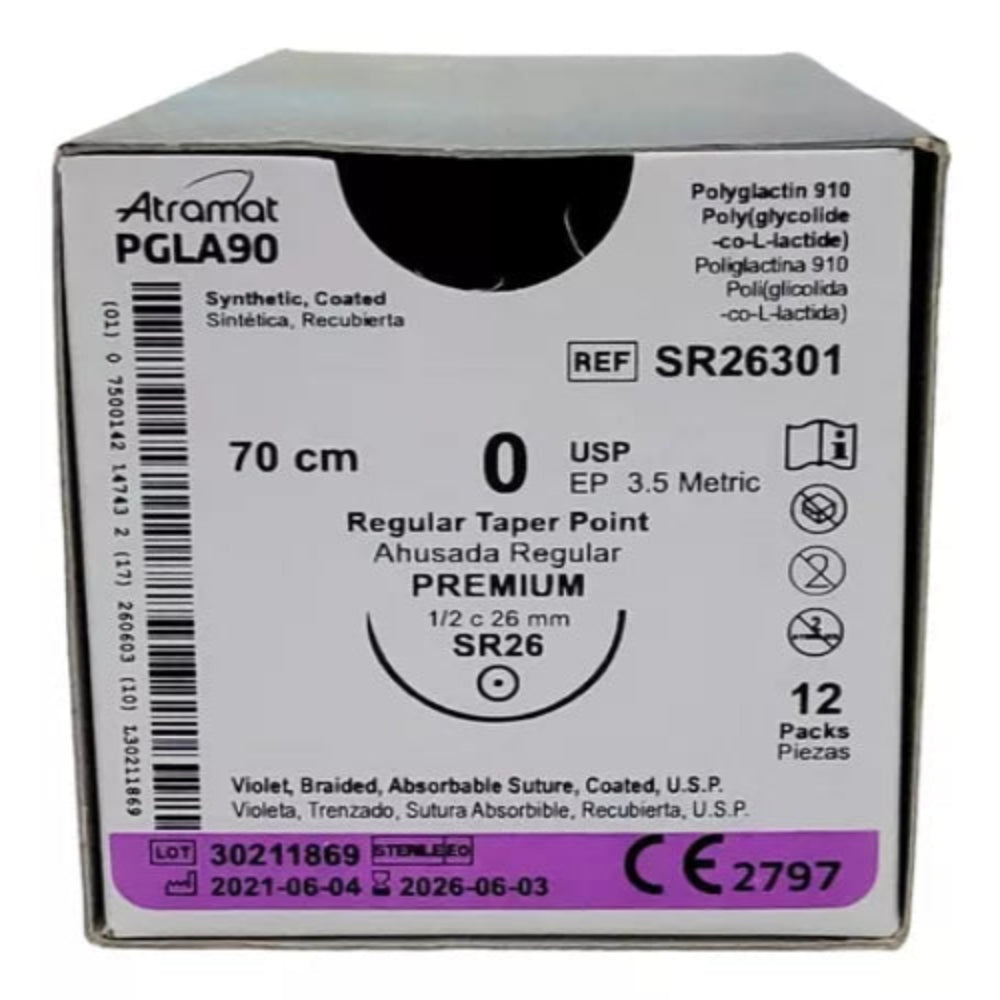 VICRIL 0 1/2 CIRCULO T-10 70CM ATRAMAT PIEZA