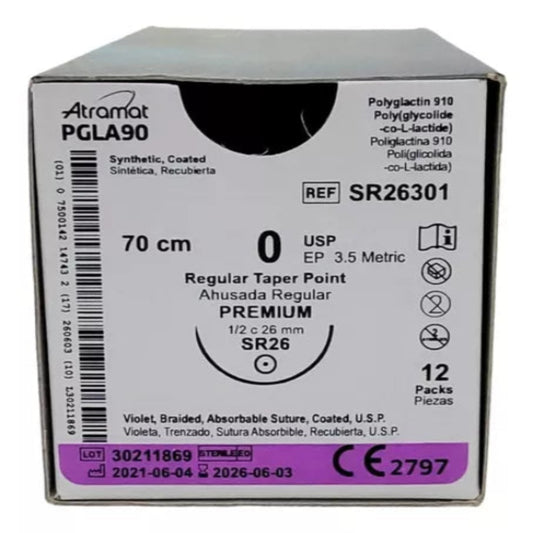 VICRIL 0 1/2 CIRCULO T-10 70CM ATRAMAT PIEZA