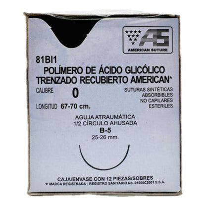VICRIL 0 T-5 1/2 CIRCULO AMERICAN SUTURE PIEZA