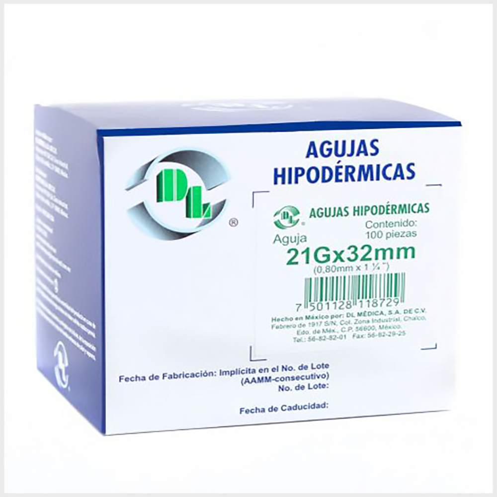 AGUJA HIPODERMICA 21X32 C/100 DL