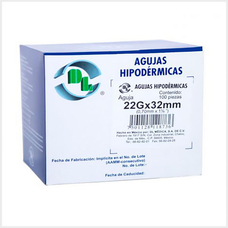 AGUJA HIPODERMICA 22X32 C/100DL